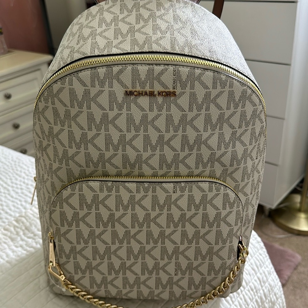Michael Kors vanilla bug backpack with chain
